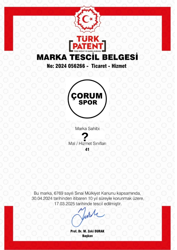 ÇORUM SPOR İSİM HAKKI TESCİLLENDİ